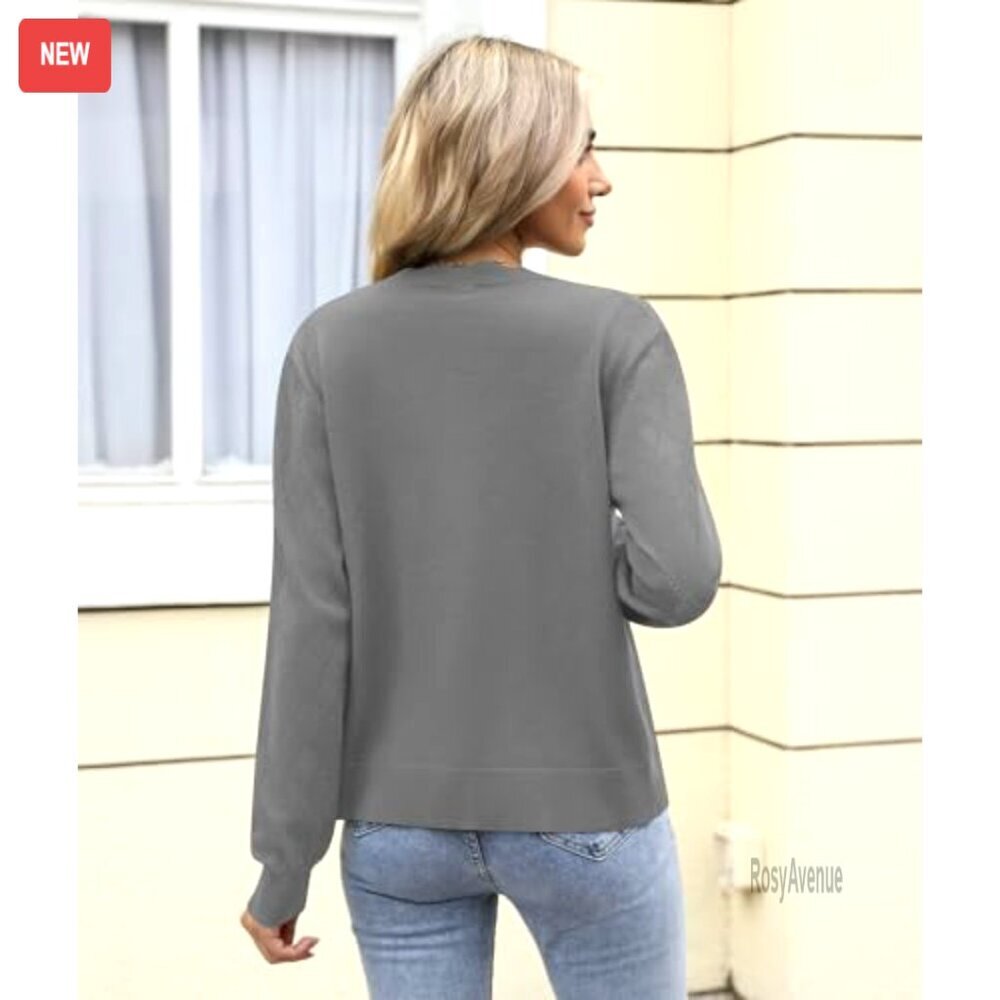 Viscose V-Neck Cardigan Long Sleeve Slim Fit Lightweight Sweater - Picture 5 of 6